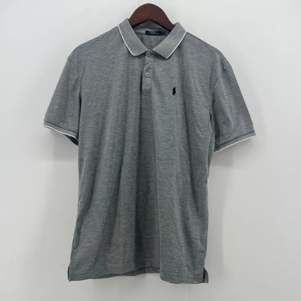 Polo Ralph Lauren Mens Gray Short Sleeve Tipped Collar Cotton Polo Shirt XL